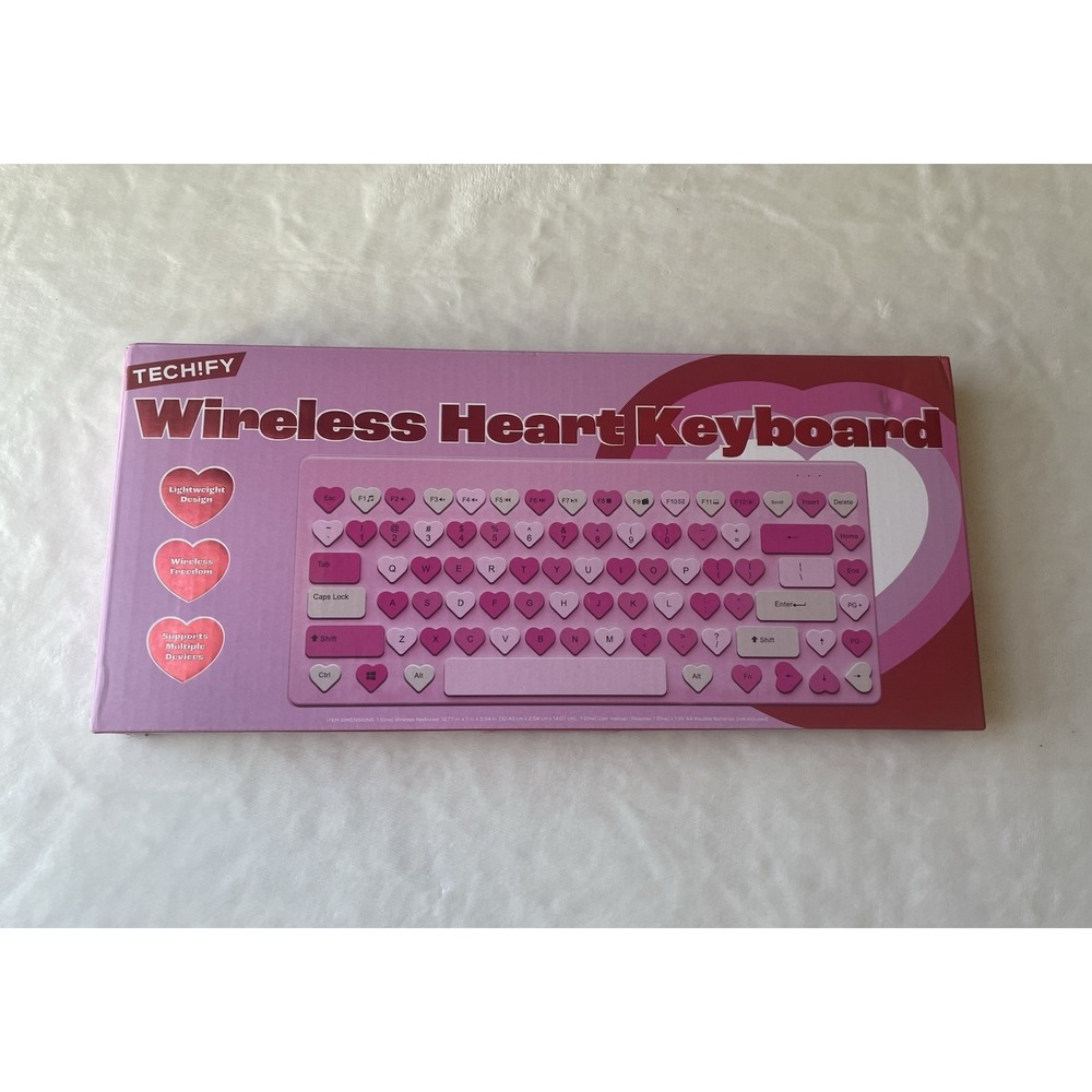 NEW Wireless Heart Keyboard - Pink Preppy Feminine Valentines Love Girly Pretty